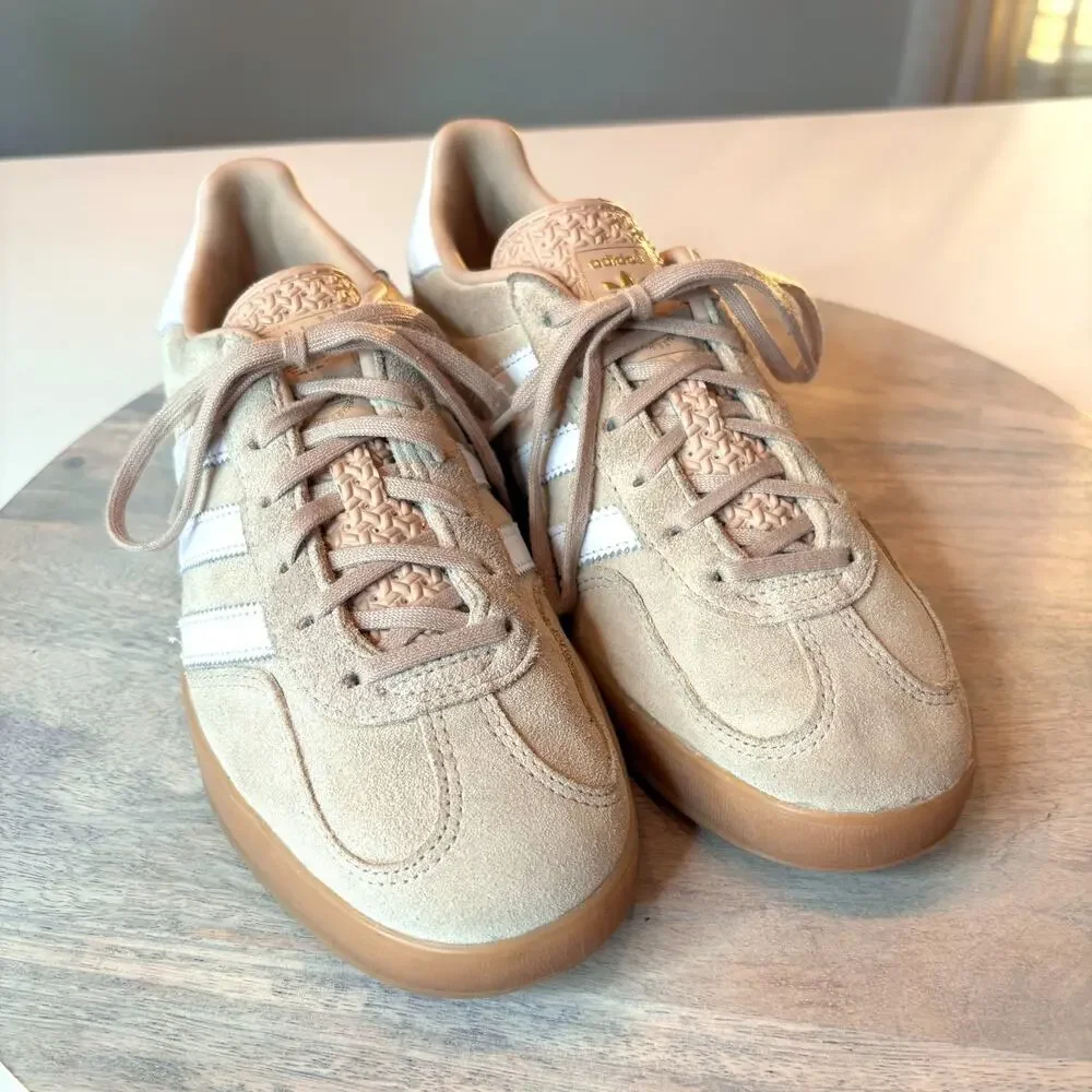 Adidas Gazelle Indoor Beige Gum Suede Sneakers Low Top Women's Shoes US Size 8